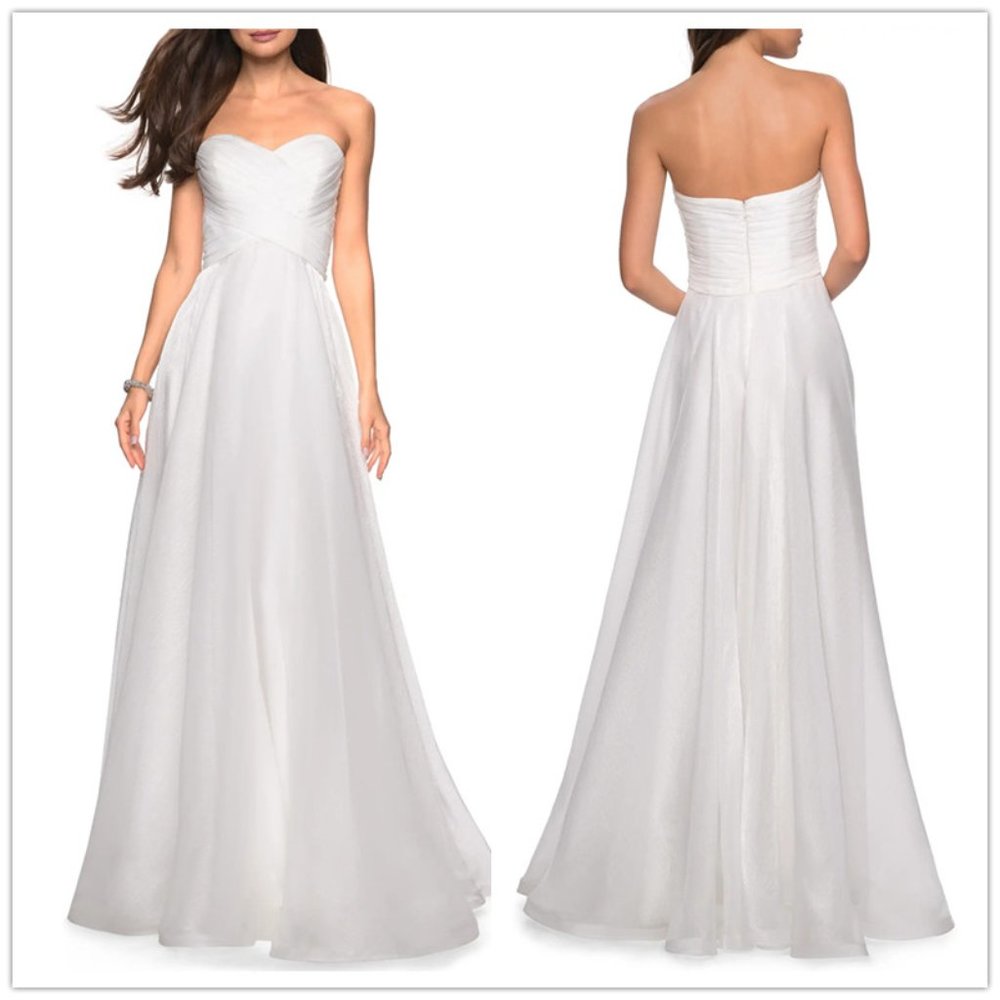 La Femme Strapless Organza Wedding dress or prom Gown 0